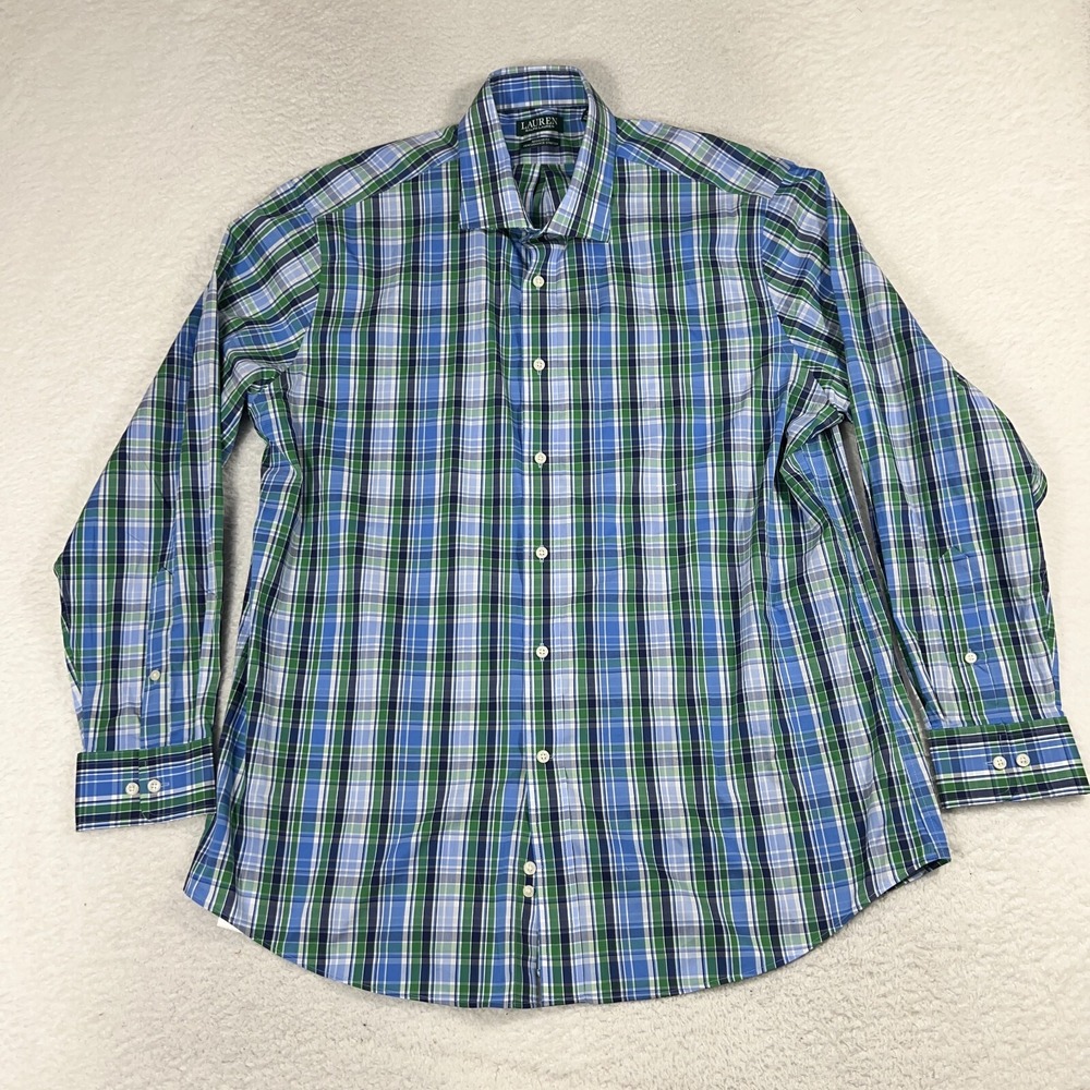Lauren Ralph Lauren Mens XL 17.5 34/35 Regular Performance Stretch Plaid Shirt